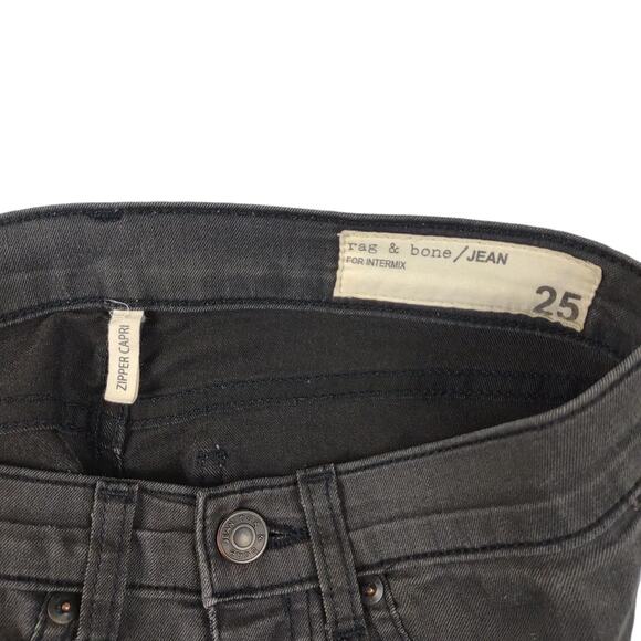 Rag & Bone Black Skinny Stretch Zipper Capri Jeans Made in USA, Women's Sz 25 - Picture 3 of 8